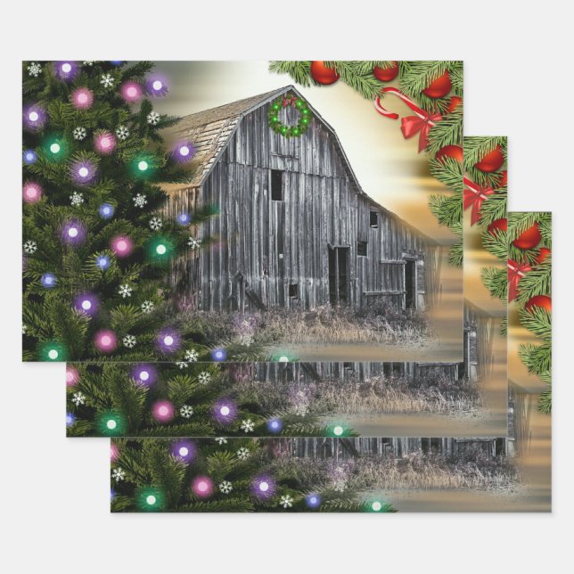 Christmas At The Barn Wrapping Paper Sheet (Set)