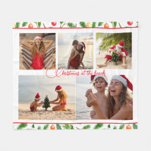 Christmas At The Beach 5 Photo Collage Modern Fleece Blanket
