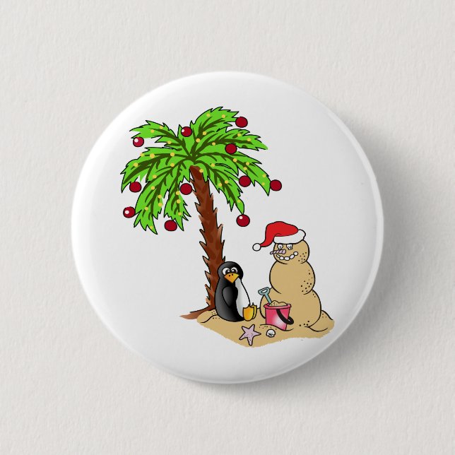 Christmas at the Beach 6 Cm Round Badge (Front)