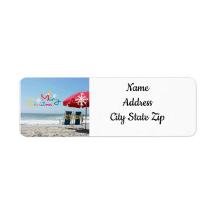 CHRISTMAS AT THE BEACH  *CHRISTMAS* ADDRESS LABEL