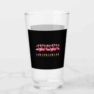 CHRISTMAS AT THE BEACH design FLAMINGO SANTA Glass