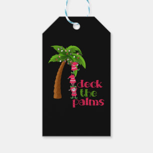 CHRISTMAS AT THE BEACH graphic SANTAS ELVES PALM Gift Tags