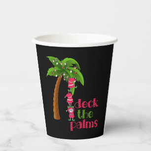 CHRISTMAS AT THE BEACH graphic SANTAS ELVES PALM Paper Cups