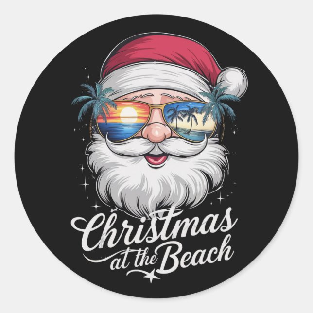 Christmas At The Beach Hawaiian Summer Holiday Classic Round Sticker (Front)