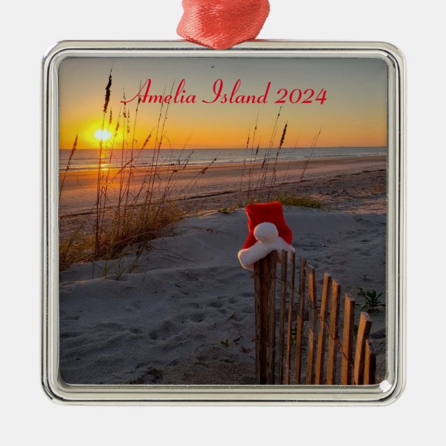 Christmas at the beach in Amelia island Ornament (Front)