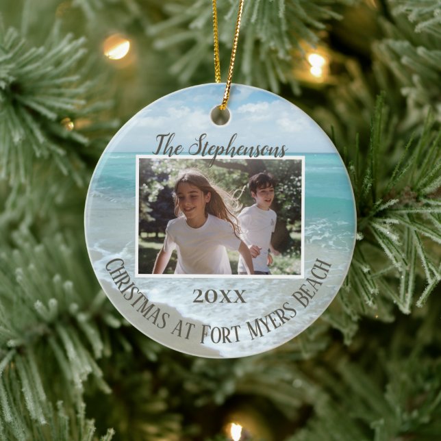 Christmas at the Beach Ornament Family Photo (Tree)