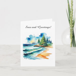 Christmas at the Beach Personalised Greeting Card