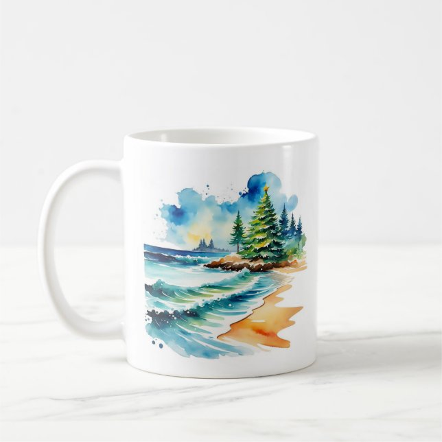 Christmas at the Beach Personalised Mug (Left)