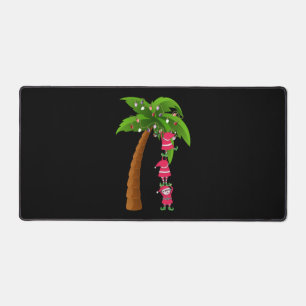 CHRISTMAS AT THE BEACH print SANTAS ELVES PALM Desk Mat