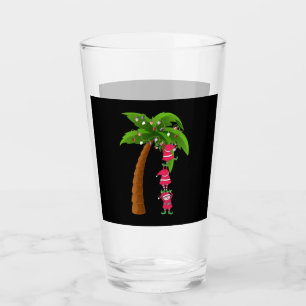 CHRISTMAS AT THE BEACH print SANTAS ELVES PALM Glass