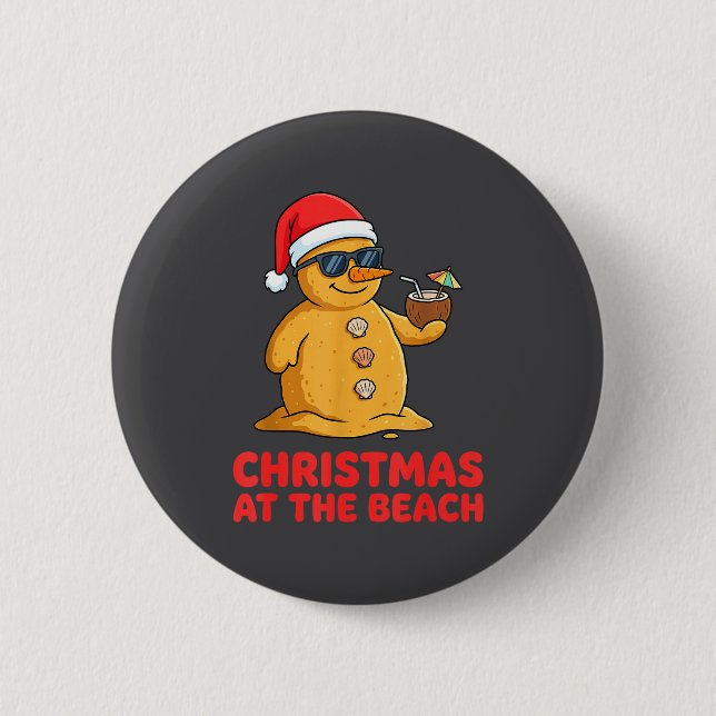 Christmas At The Beach Shirt Funny Sandman Trocal  6 Cm Round Badge (Front)