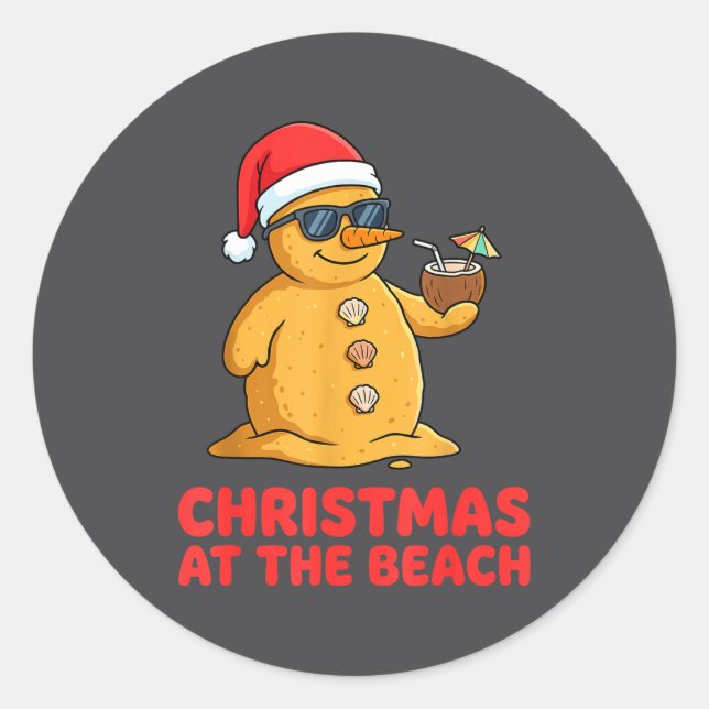 Christmas At The Beach Shirt Funny Sandman Trocal  Classic Round Sticker (Front)