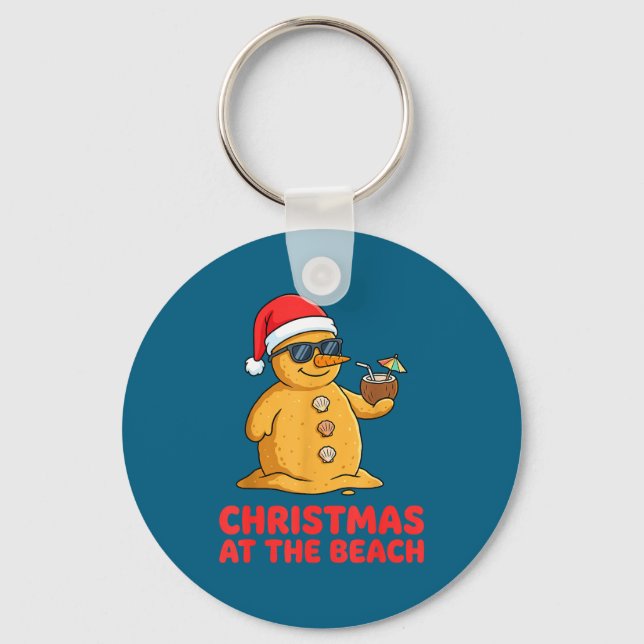 Christmas At The Beach Shirt Funny Sandman Trocal  Key Ring (Front)