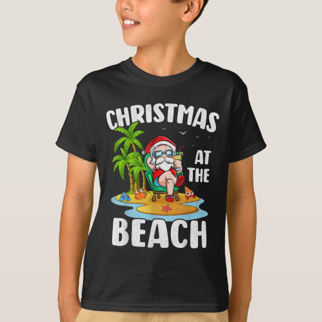 Christmas At The Beach Summer Santa Christmas In J T-Shirt (Front)