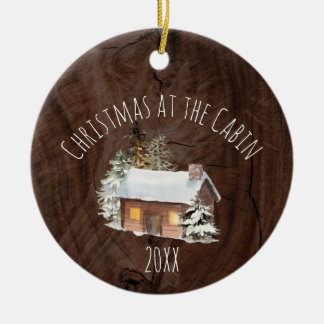 Christmas at the Cabin Ceramic Ornament