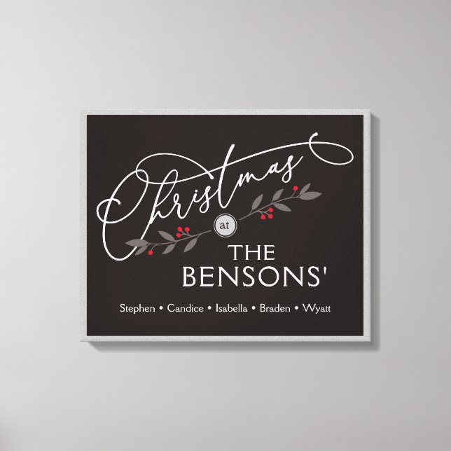 "Christmas at the" Family Name Holiday SVG Canvas Print (Front)
