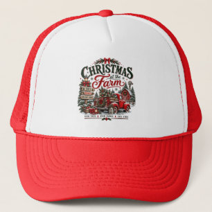 Christmas at the Farm Red Truck Holiday Cheer Trucker Hat