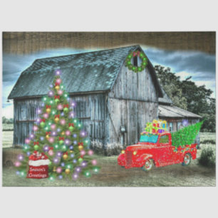 Christmas At The Farm Rustic Barn Tissue Paper