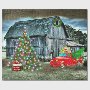 Christmas At The Farm Rustic Barn Wrapping Paper
