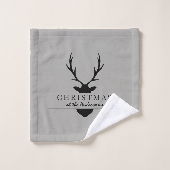 christmas at the... rustic, woodland, stag bath towel set (Wash Cloth)