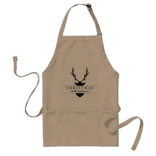 christmas at the... rustic, woodland, stag standard apron