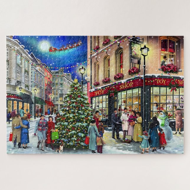 Christmas at the Town Square Jigsaw Puzzle (Horizontal)