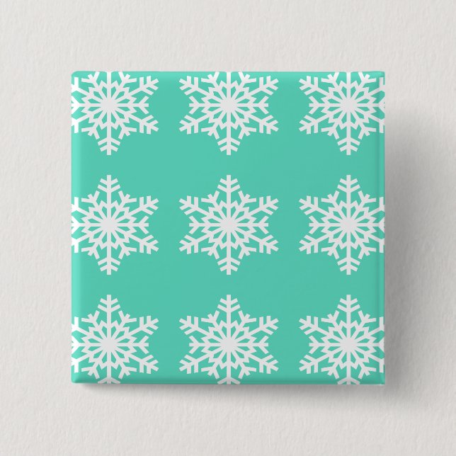Christmas at Tiffanys Aqua Blue Snowflakes 15 Cm Square Badge (Front)