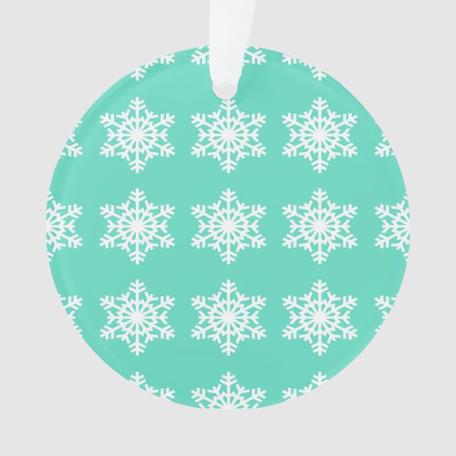 Christmas at Tiffanys Aqua Blue Snowflakes Ornament (Front)