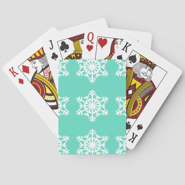 Christmas at Tiffanys Aqua Blue Snowflakes Playing Cards (Back)