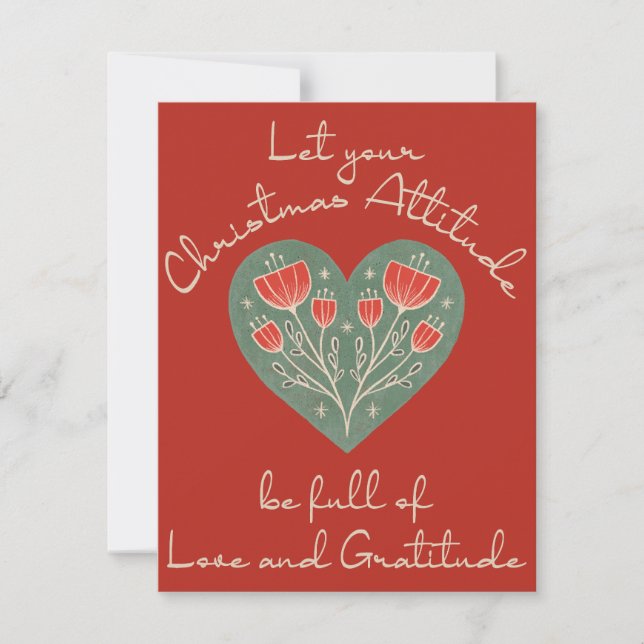 Christmas Attitude of Gratitude  Heart Folk Art T- Card (Front)
