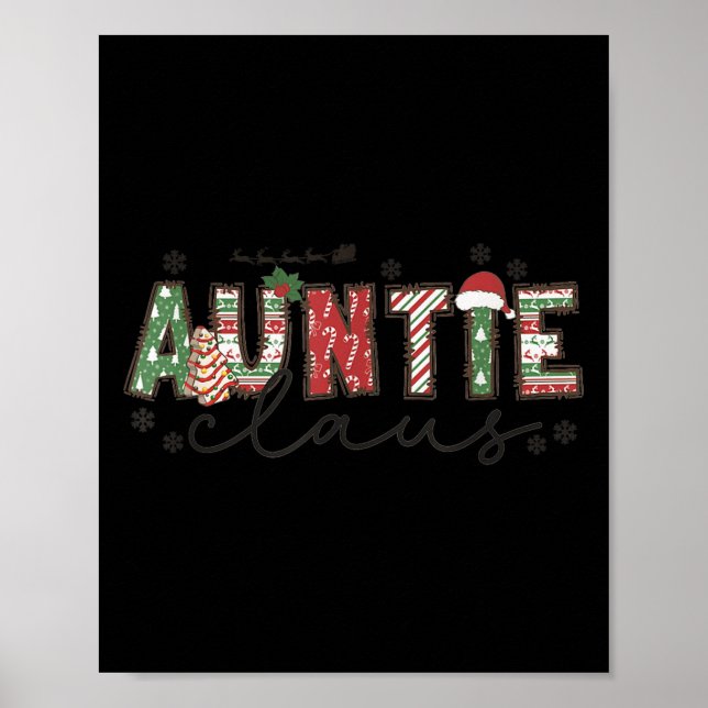 Christmas Auntie Claus Xmas Pyjamas Aunt Announcem Poster (Front)