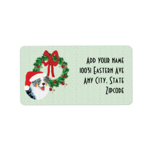 Christmas Aussie & Wreath Custom Address Label