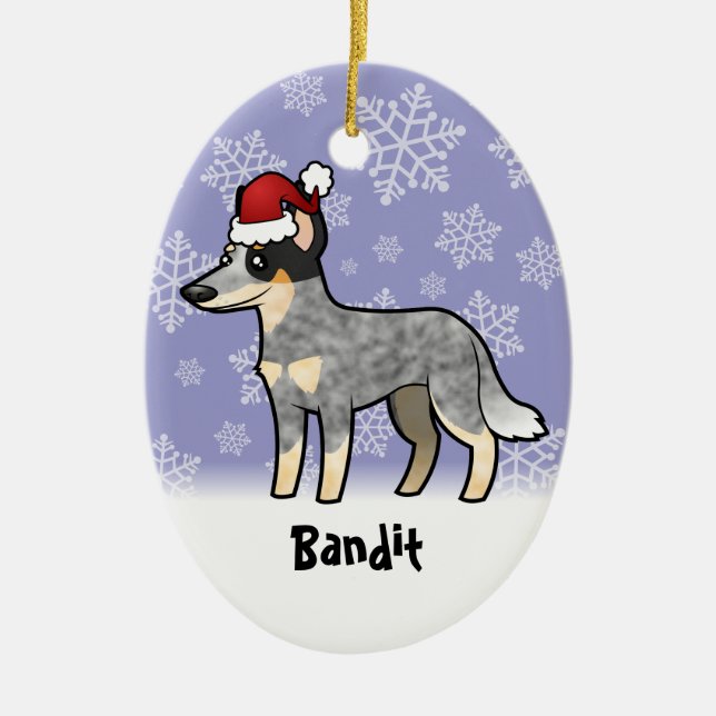 Christmas Australian Cattle Dog / Kelpie Ceramic Tree Decoration (Front)