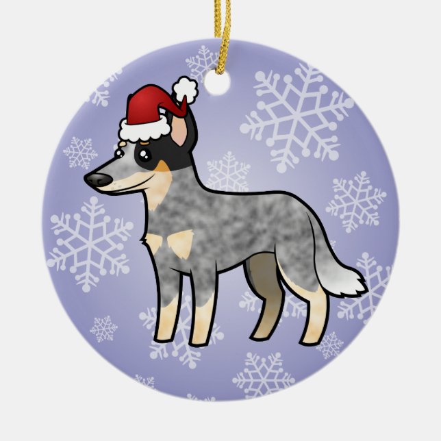 Christmas Australian Cattle Dog / Kelpie Ceramic Tree Decoration (Front)