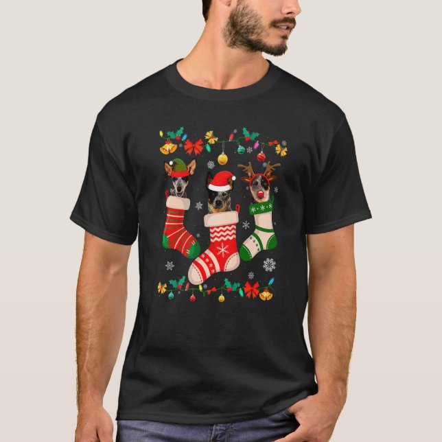 Christmas Australian Cattle Sock Xmas Reindeer San T-Shirt (Front)