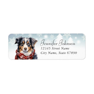 Christmas Australian Shepard Return Address Labels