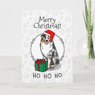 Christmas Australian Shepherd (blue merle tan/w 1) Card