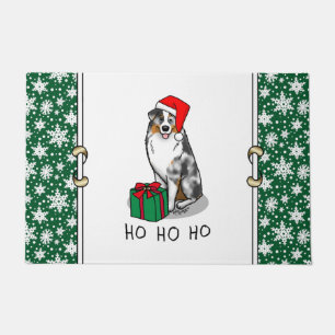 Christmas Australian Shepherd (blue merle tan/w 1) Doormat