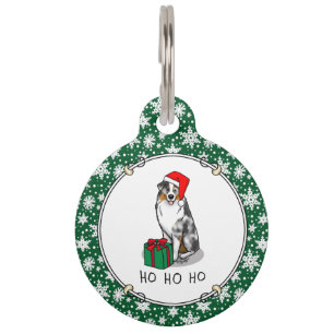 Christmas Australian Shepherd (blue merle tan/w 1) Pet Tag