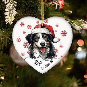Christmas Australian Shepherd Dog Personalized Ceramic Tree Decoration