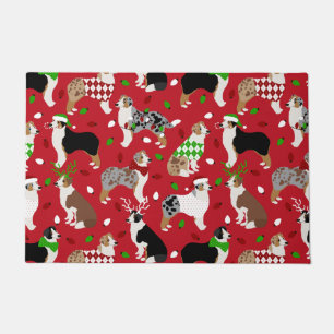 Christmas Australian Shepherd Doormat