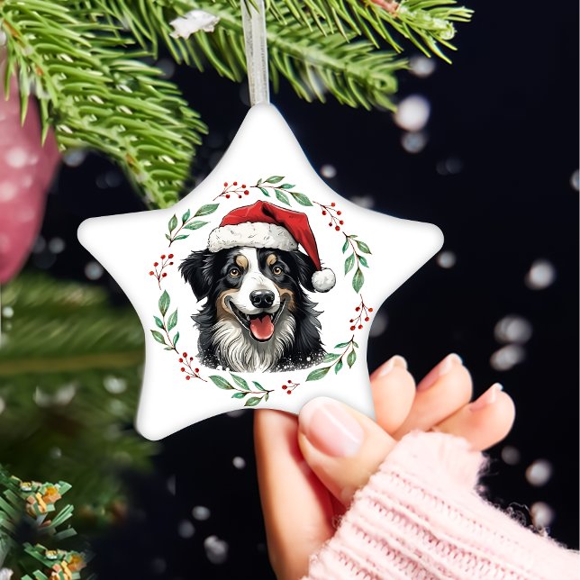Christmas Australian Shepherd Personalised Ceramic Tree Decoration (Creator Uploaded)