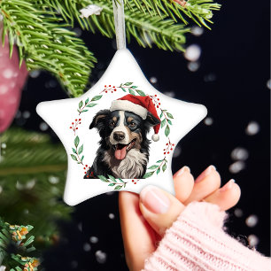 Christmas Australian Shepherd Personalized Ceramic Tree Decoration