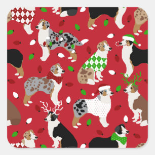 Christmas Australian Shepherd Square Sticker