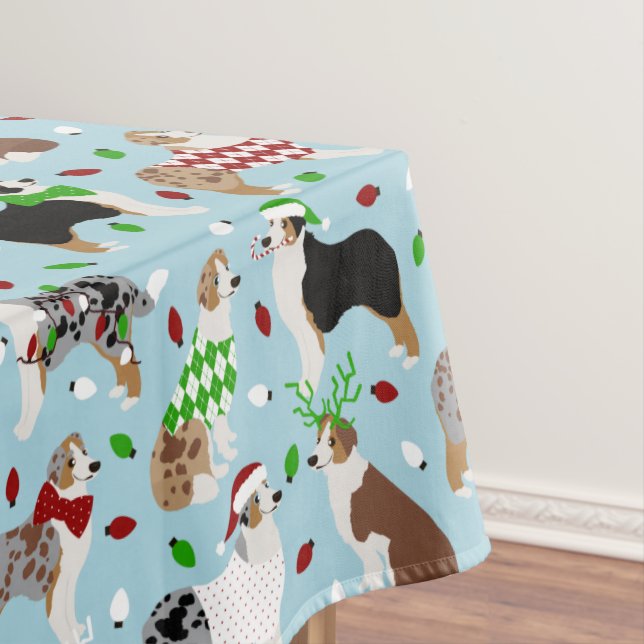 Christmas Australian Shepherd Tablecloth (In Situ)