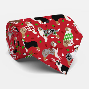 Christmas Australian Shepherd Tie