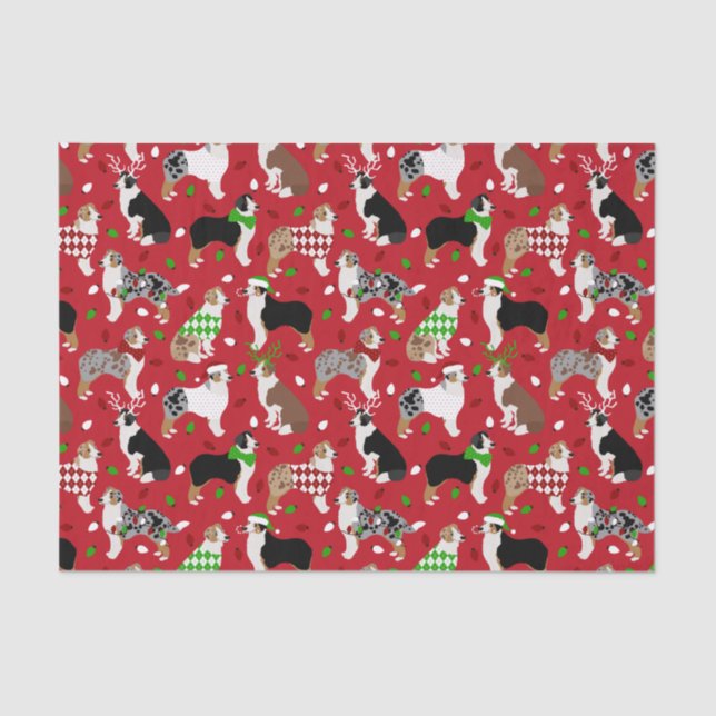 Christmas Australian Shepherd Tissue Paper (Front)