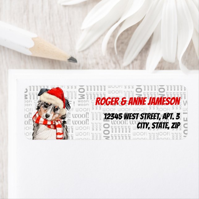 Christmas Australian Shepherd with Name (Insitu)