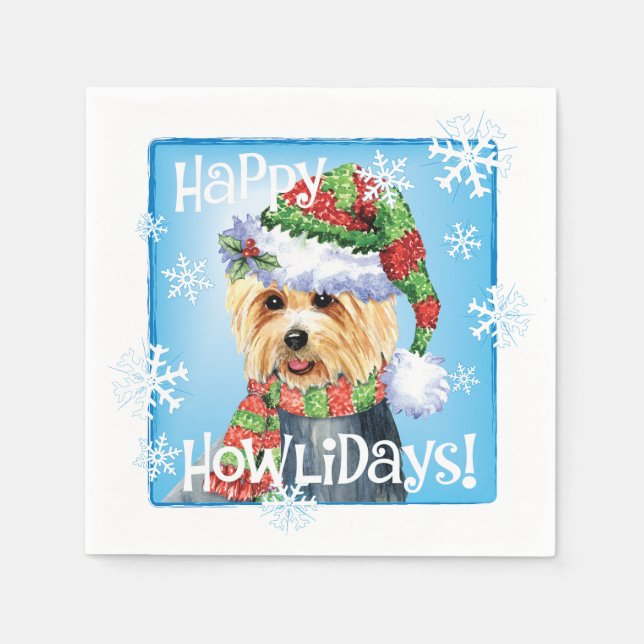 Christmas Australian Terrier Napkins (Front)