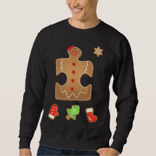 Christmas Autism Gingerbread Puzzle Autism Couple' Sweatshirt